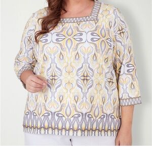 Alfred Dunner Women’s Top -Charleston Collection XXXL-3X three quarter sleeves